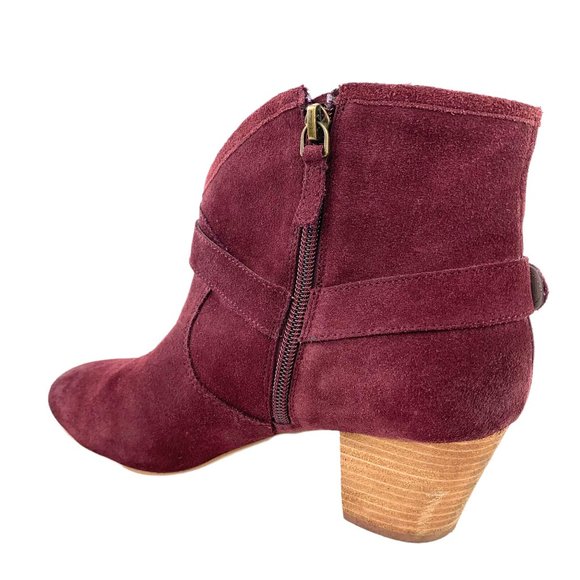 Nordstrom‎ HINGE 'Billy' Burgundy Suede Harness Zip Booties - Picture 10 of 11